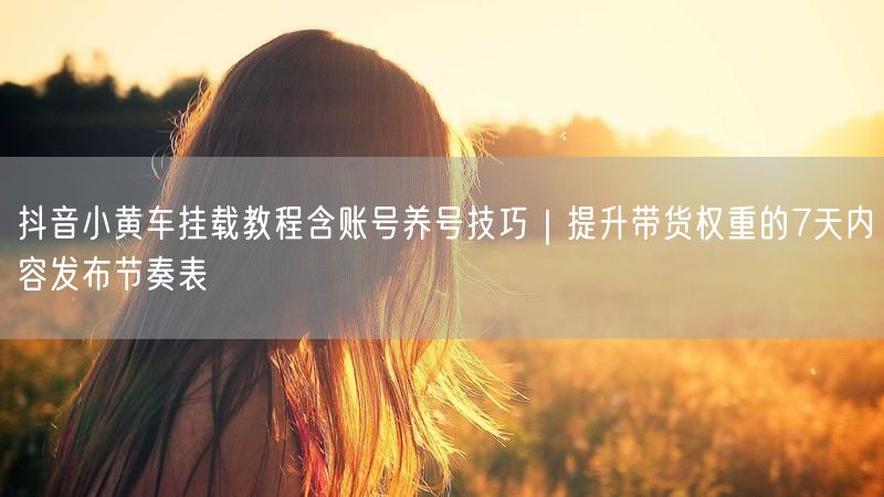 抖音小黄车挂载教程含账号养号技巧｜提升带货权重的7天内容发布节奏表