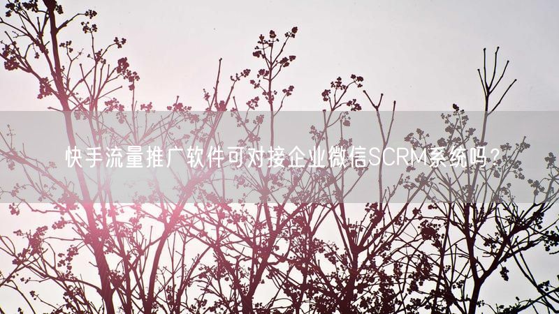 快手流量推广软件可对接企业微信SCRM系统吗？