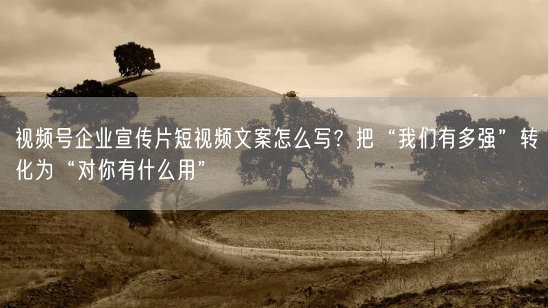 视频号企业宣传片短视频文案怎么写？把“我们有多强”转化为“对你有什么用”